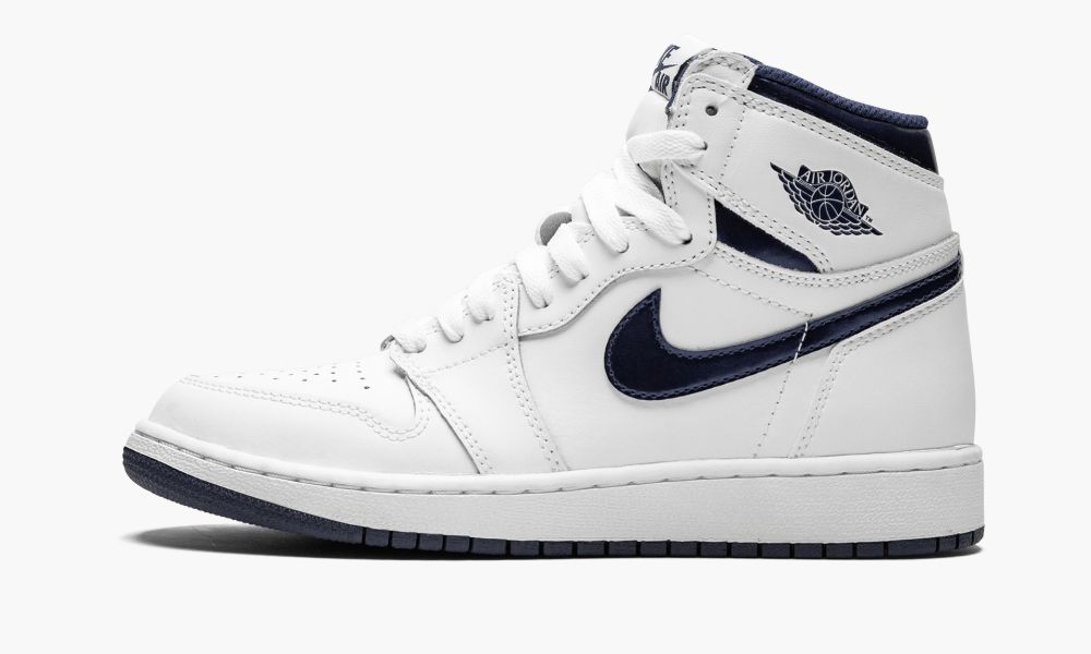 Nike Air Jordan 1 High OG BG Otroški Čevlji Bele Temno Modre | Slovenija-7194308