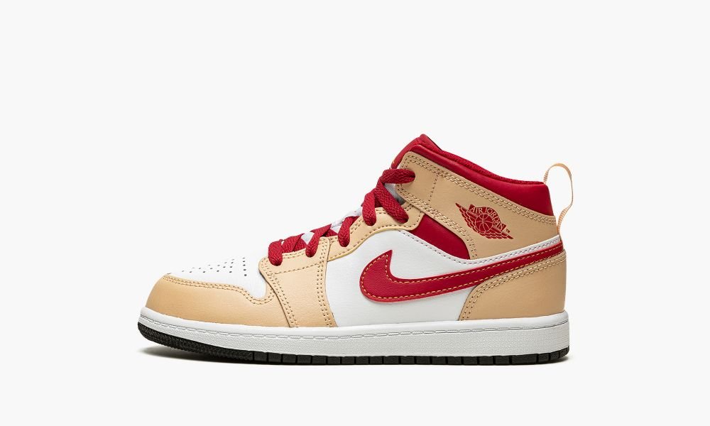 Nike Air Jordan 1 MID PS "White Onyx / Light Curry" Otroški Čevlji Rdeče Črne Bele | Slovenija-6579012