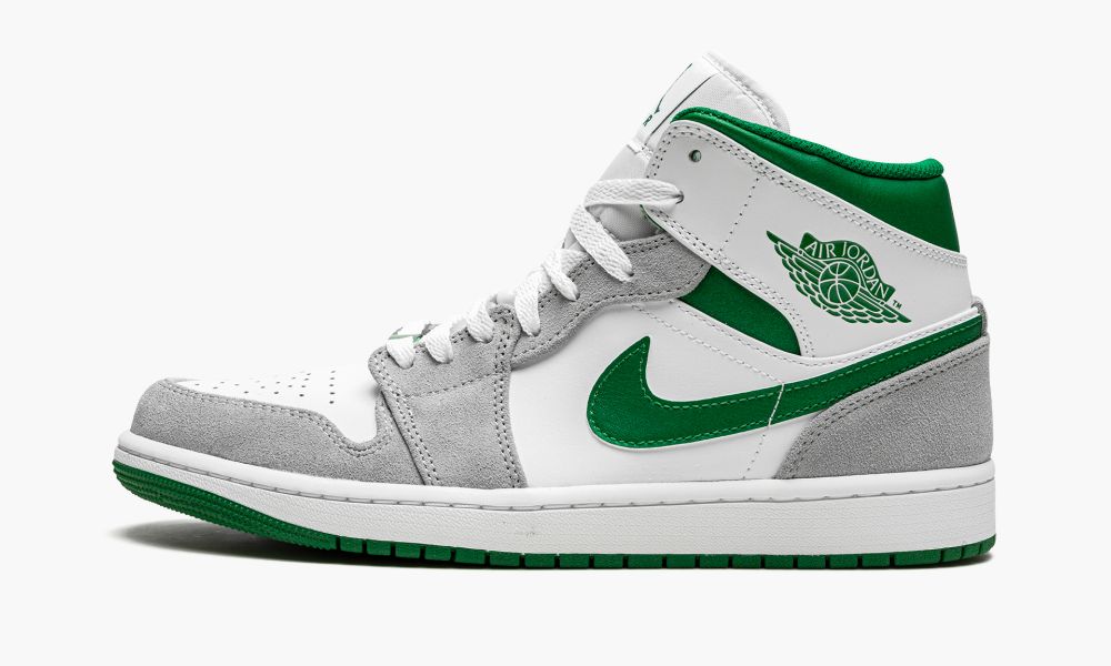 Nike Air Jordan 1 MID SE "Grey / Pine Green / White" Moški Čevlji Bele Sive Temno Zelene Sive | Slovenija-8157963