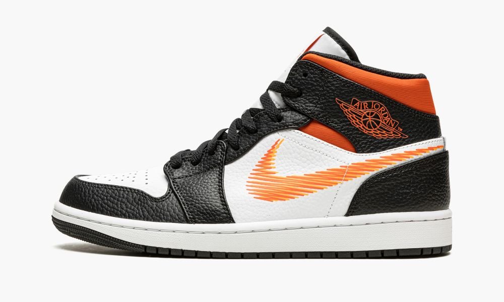 Nike Air Jordan 1 MID "Zig Zag" Moški Čevlji Črne Bele Oranžne | Slovenija-1206598