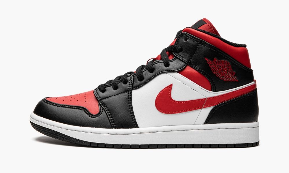 Nike Air Jordan 1 Mid "Bred Toe" Moški Čevlji Črne Rdeče Bele | Slovenija-4739856