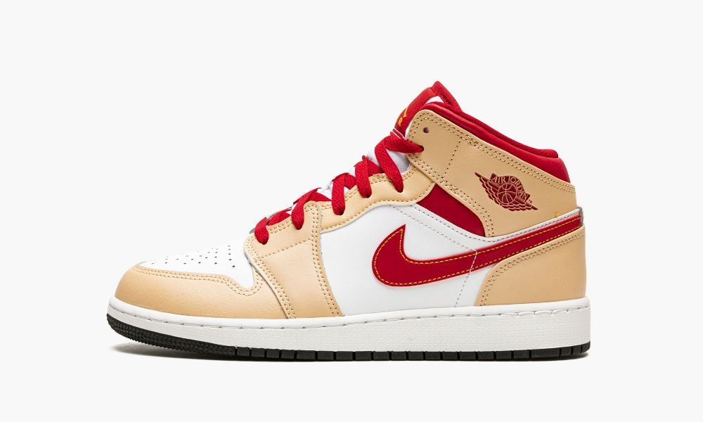 Nike Air Jordan 1 Mid GS "Beige / Red" Otroški Čevlji Črne Bele | Slovenija-8579631