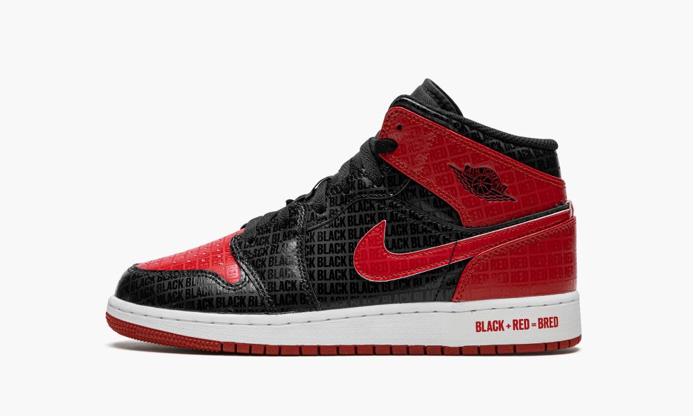 Nike Air Jordan 1 Mid GS "Bred Text" Otroški Čevlji Črne Rdeče Bele | Slovenija-9472560