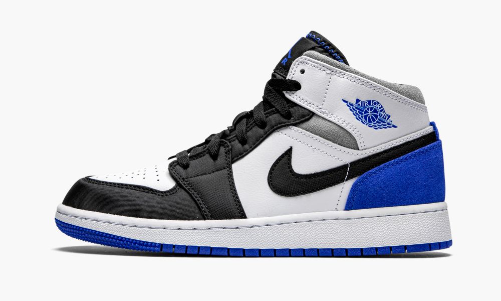 Nike Air Jordan 1 Mid GS "Royal White" Otroški Čevlji Črne Bele Kraljevsko Modra | Slovenija-7365284