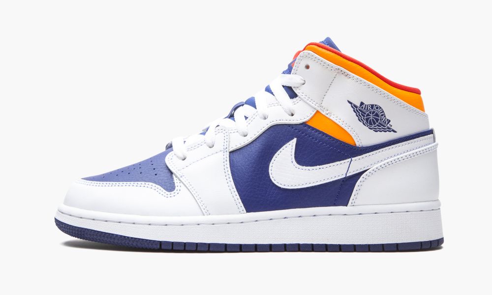 Nike Air Jordan 1 Mid GS "White Deep Royal Blue" Otroški Čevlji Bele Modre Oranžne | Slovenija-0431756