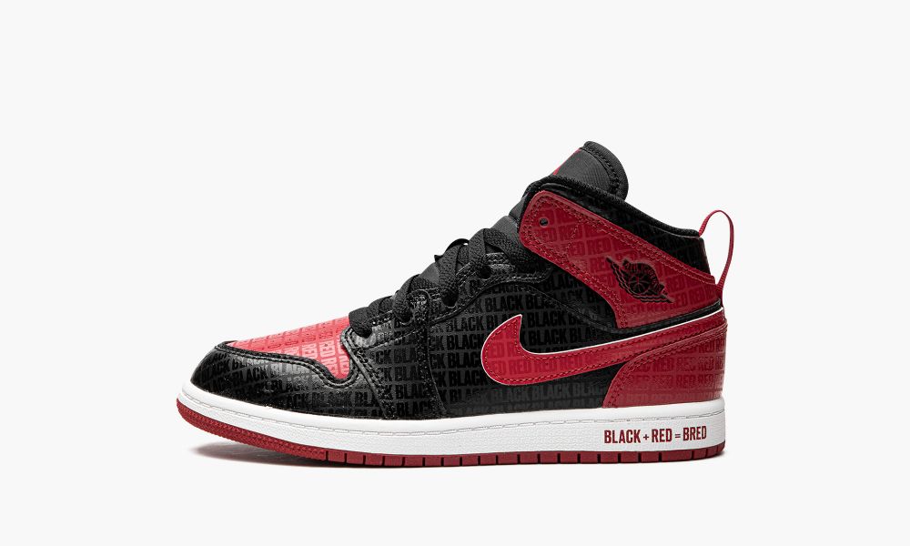 Nike Air Jordan 1 Mid PS "Bred Text" Otroški Čevlji Črne Rdeče Bele | Slovenija-2810935