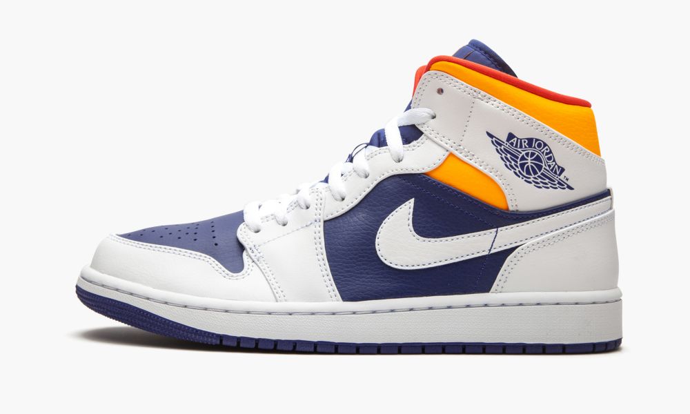 Nike Air Jordan 1 Mid "Royal Blue / Laser Orange" Moški Čevlji Bele Modre Oranžne | Slovenija-5246037