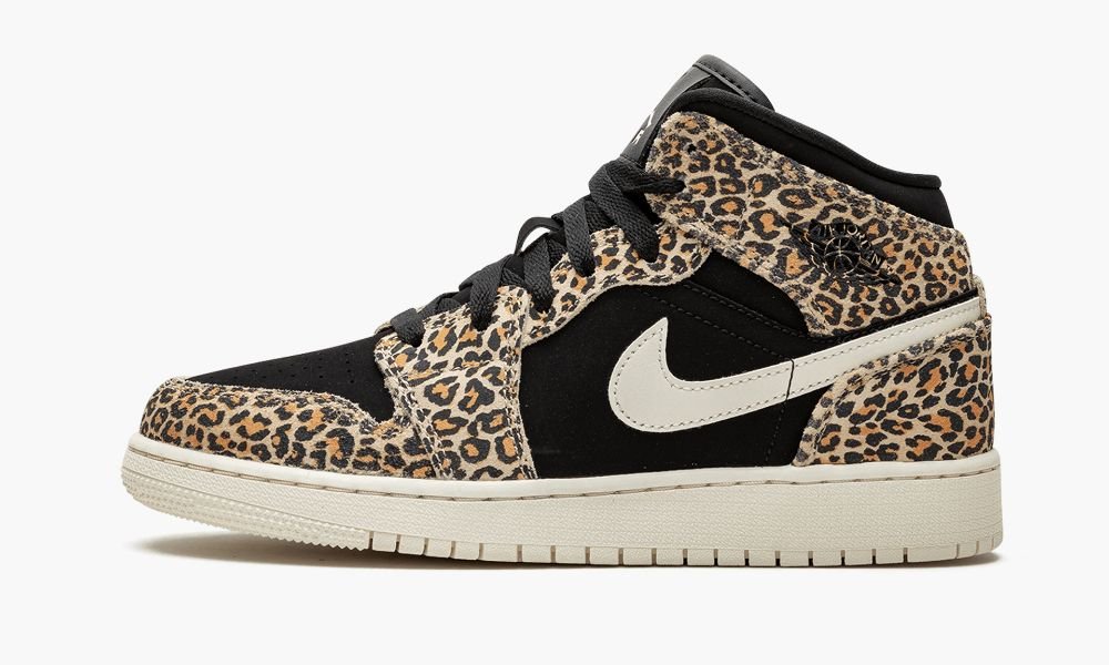 Nike Air Jordan 1 Mid SE (GS) "Cheetah" Otroški Čevlji Črne Bele | Slovenija-0531974