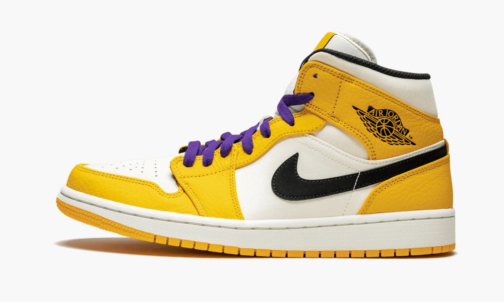 Nike Air Jordan 1 Mid SE "Lakers" Moški Čevlji Bele Črne Rumene Zlate | Slovenija-5307264