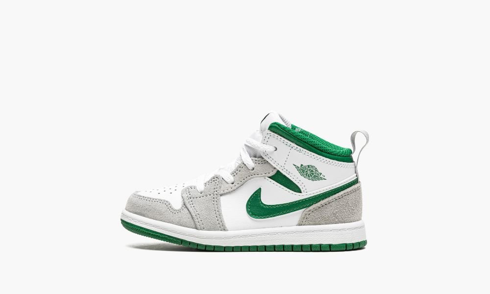 Nike Air Jordan 1 Mid SE TD "Grey / Pine Green" Otroški Čevlji Bele Zelene Temno Zelene Sive | Slovenija-7013684