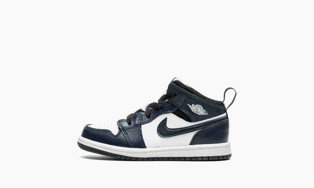 Nike Air Jordan 1 Mid TD Otroški Čevlji Bele Črne Modre Bele Temno Modre | Slovenija-7256093