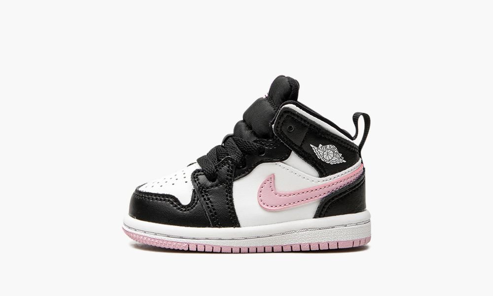 Nike Air Jordan 1 Mid TD "White / Light Arctic Pink" Otroški Čevlji Črne Bele | Slovenija-1782350