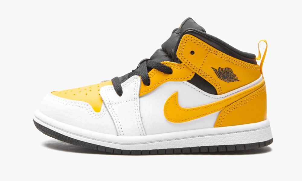 Nike Air Jordan 1 Mid TD "White / University Gold" Otroški Čevlji Bele Črne Rumene Zlate | Slovenija-6904351