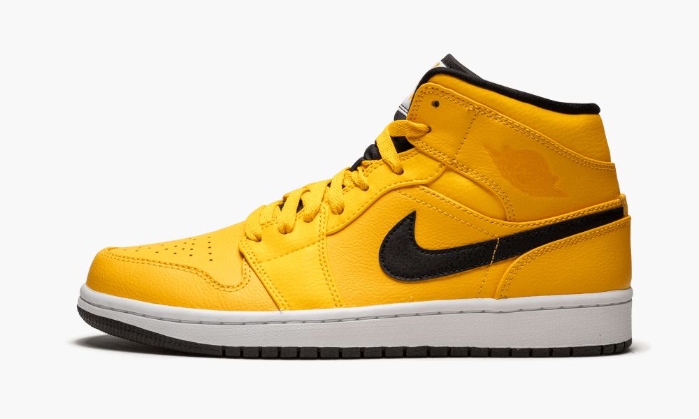 Nike Air Jordan 1 Mid "Taxi Yellow" Moški Čevlji Črne Rumene Bele Zlate | Slovenija-7015938