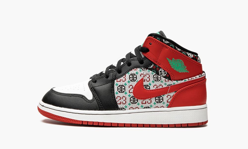 Nike Air Jordan 1 Mid "Ugly Christmas Sweater" Otroški Čevlji Rdeče Črne Bele Rdeče | Slovenija-8397062