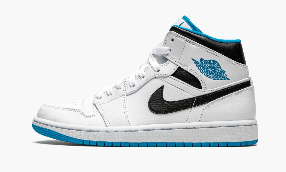 Nike Air Jordan 1 Mid "White / Laser Blue" Moški Čevlji Črne Bele Modre | Slovenija-6785203