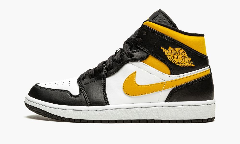 Nike Air Jordan 1 Mid "White / Pollen / Black" Moški Čevlji Črne Bele | Slovenija-8159027