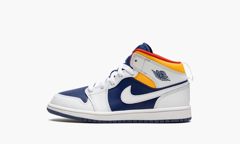 Nike Air Jordan 1 Mid "hite Deep Royal Blue" Otroški Čevlji Bele Modre Oranžne | Slovenija-9174230