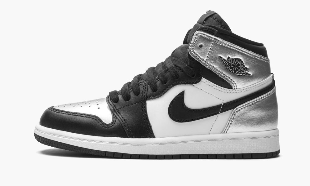 Nike Air Jordan 1 Retro High PS "Silver Toe" Otroški Čevlji Črne Bele Srebrne | Slovenija-5348216