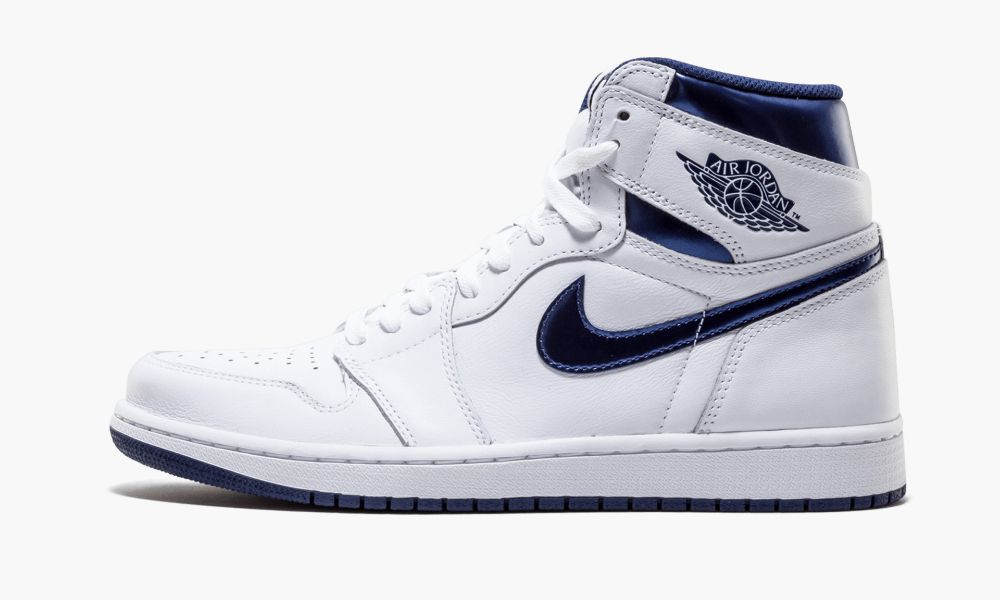 Nike Air Jordan 1 Retro "Metallic Navy" Moški Čevlji Bele Temno Modre Zelene | Slovenija-9685173