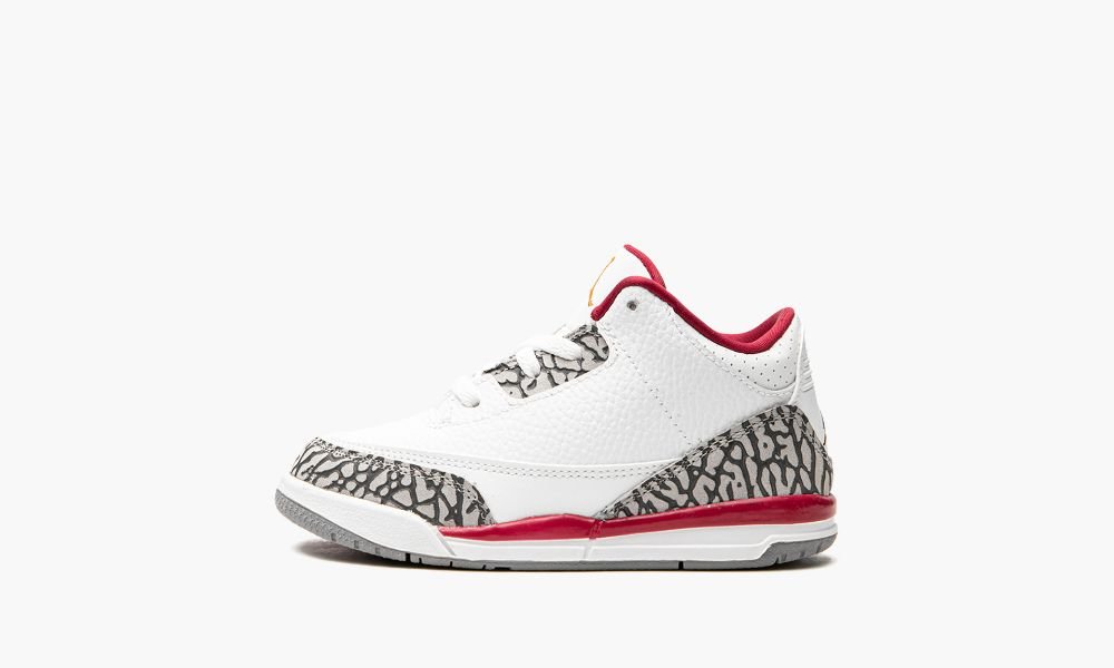 Nike Air Jordan 3 TD "Cardinal" Otroški Čevlji Bele Svetlo Sive Rdeče | Slovenija-6312790